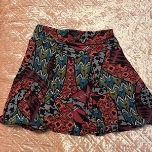 eva varro Multicolor Tribal Circle Skater Skirt in Black, Pink, Blue and Green
